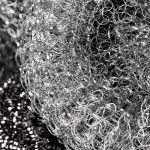 Abstract metal texture, surface of metal sponge closeup