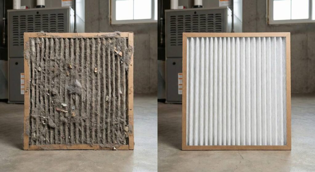 Comparison of dirty vs clean HVAC filters